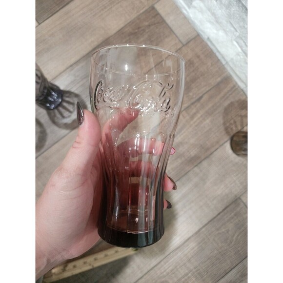 Mcdonalds Coca-Cola glasses Green, Red, Brown & Purple Set Of 4 - Picture 8 of 10